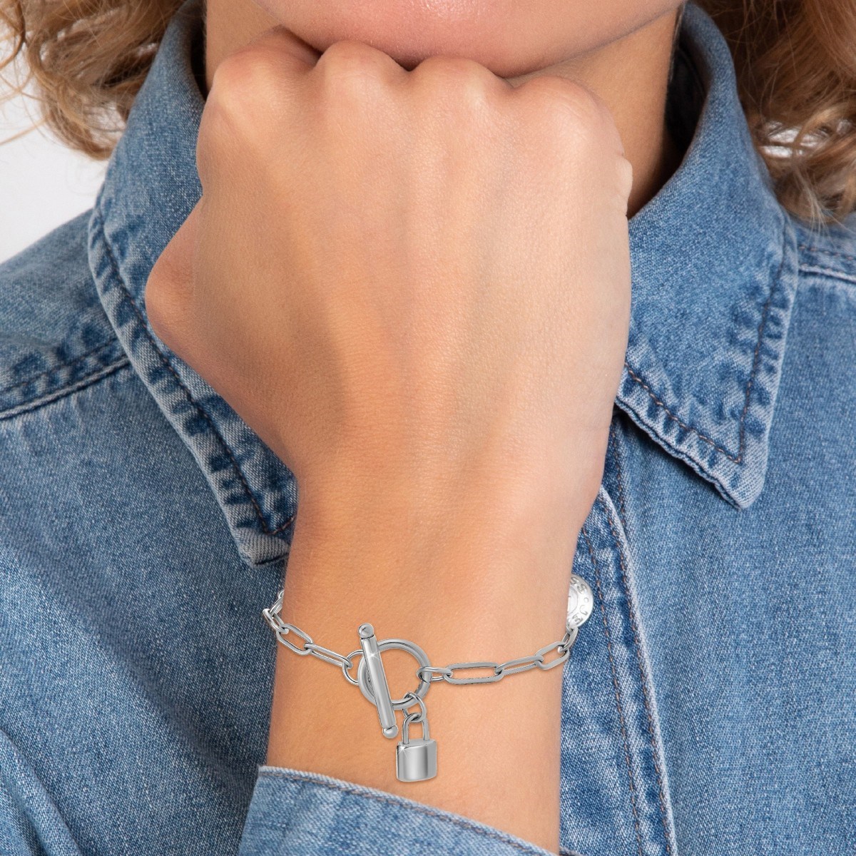 Bracelet cadenas en acier inoxydable SC Crystal