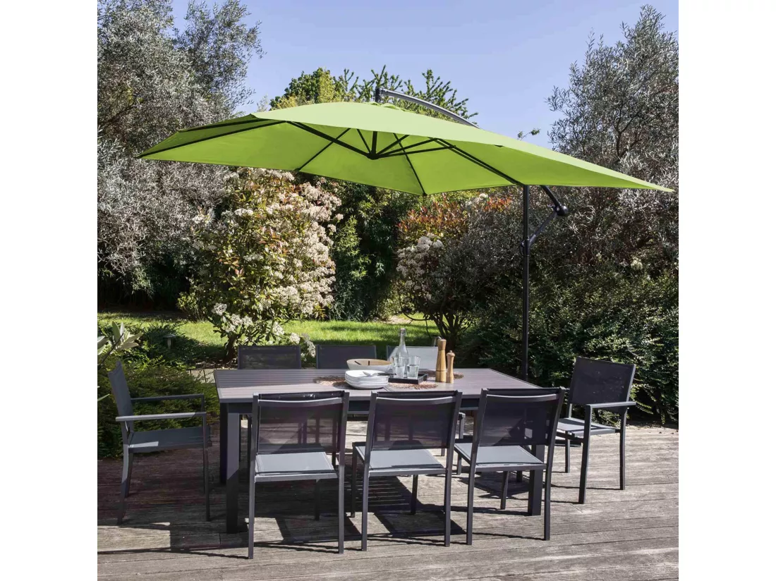 Parasol déporté 3x3m aluminium vert - Genova