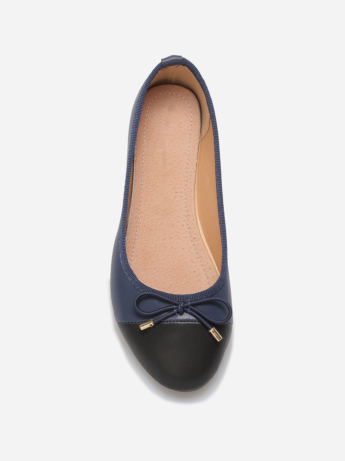Ballerines bicolore avec nœud- Bleu foncé