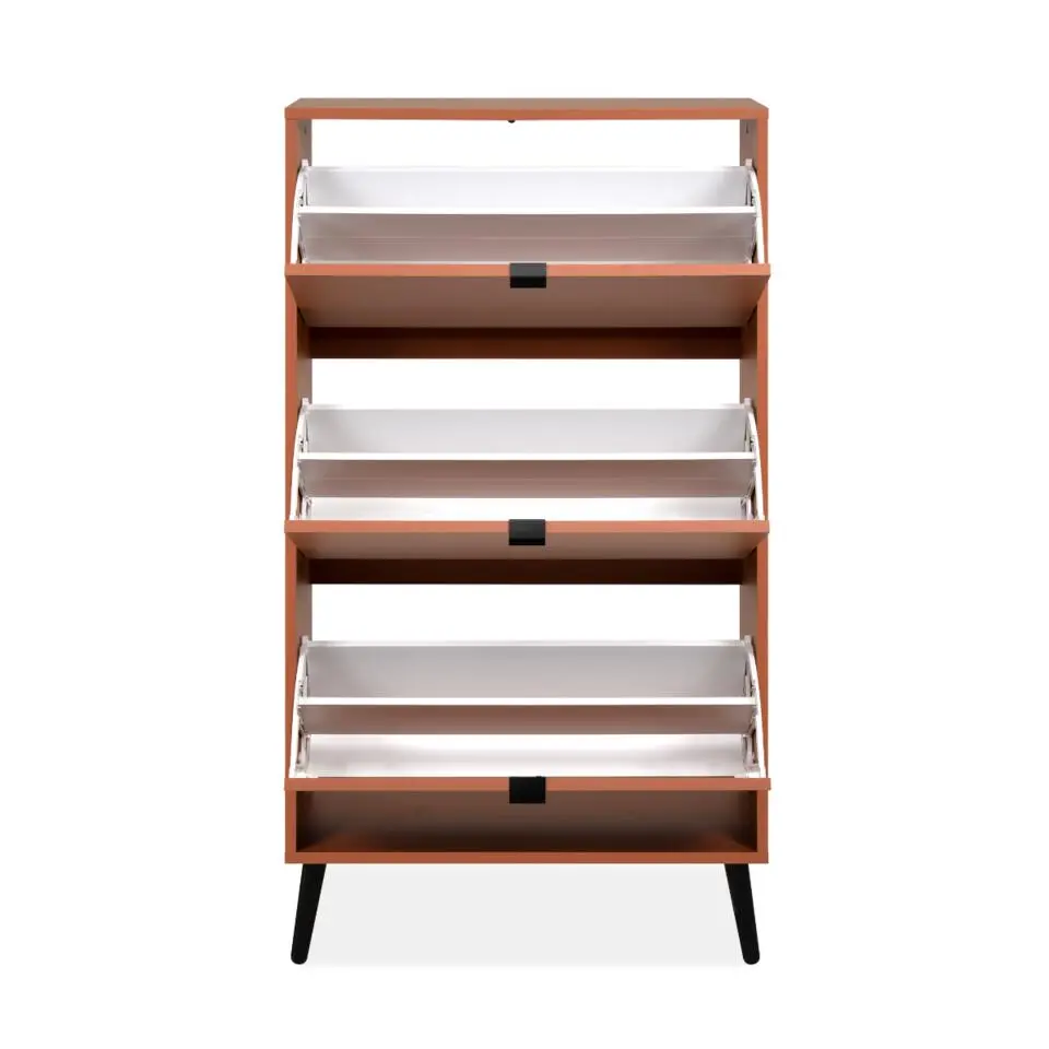 CALICOSY - Schoenenkast VIGO - Terracotta / zwart - 125x70x24 cm