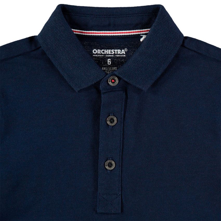Polo manches courtes uni en coton bio - Bleu marine