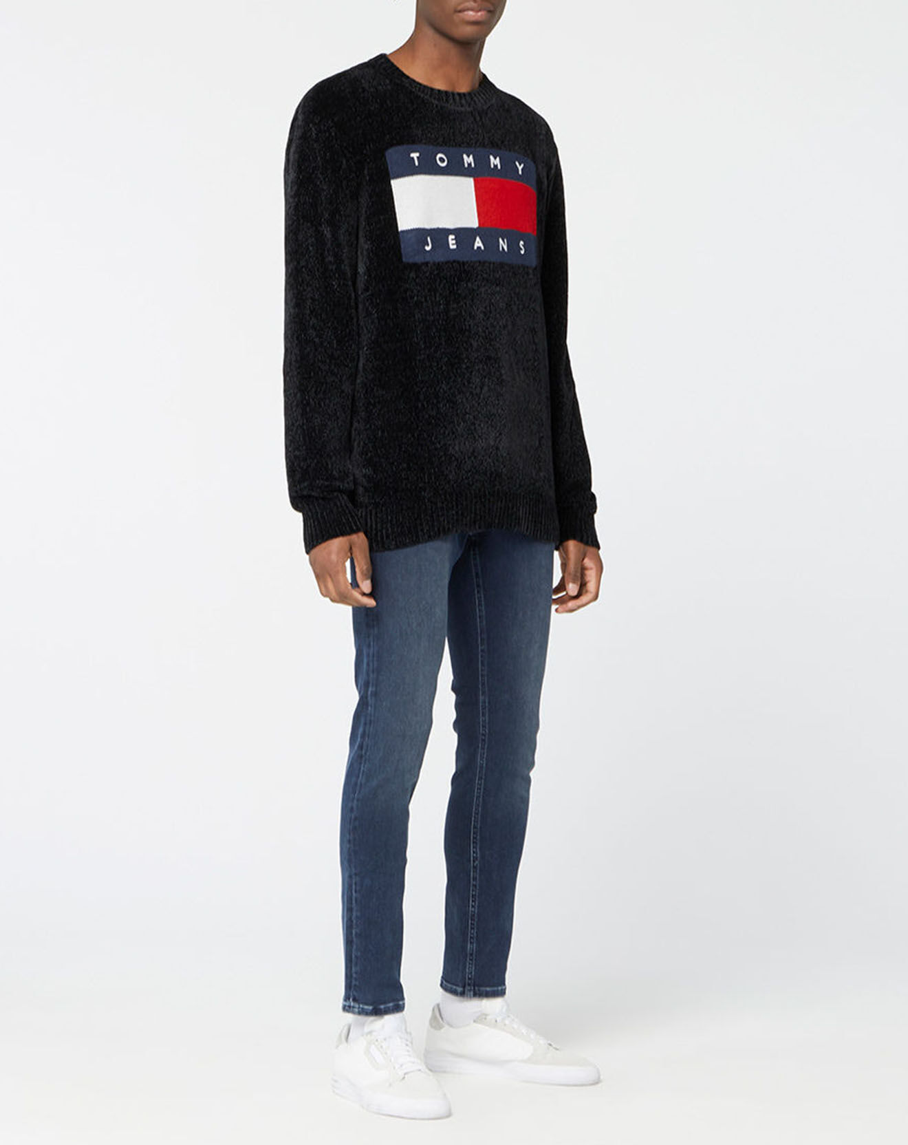 Tommy Jeans Pull Tommy Flag Chenille noir