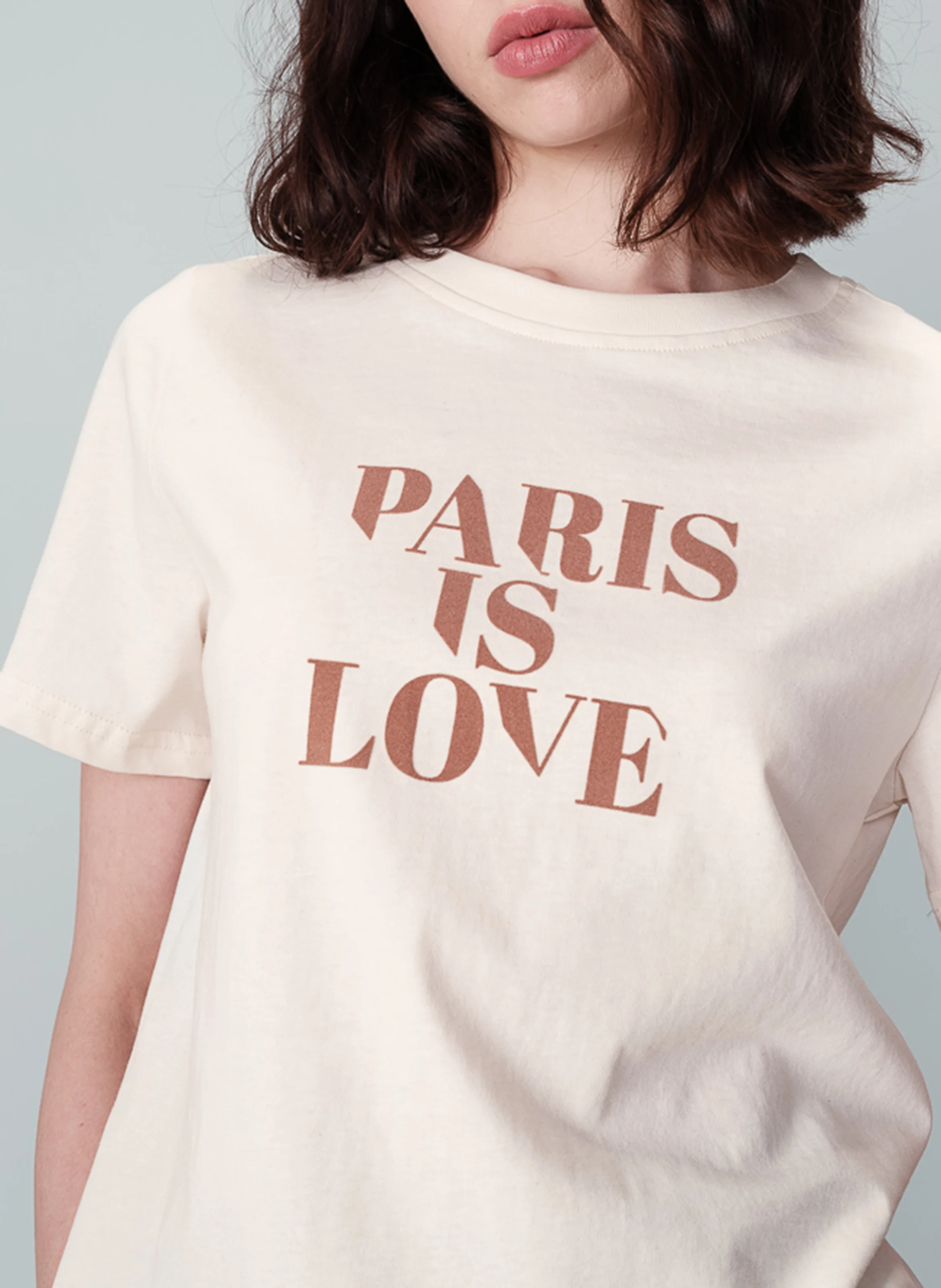 NOBUTO - Tee-shirt col rond en coton | Beige