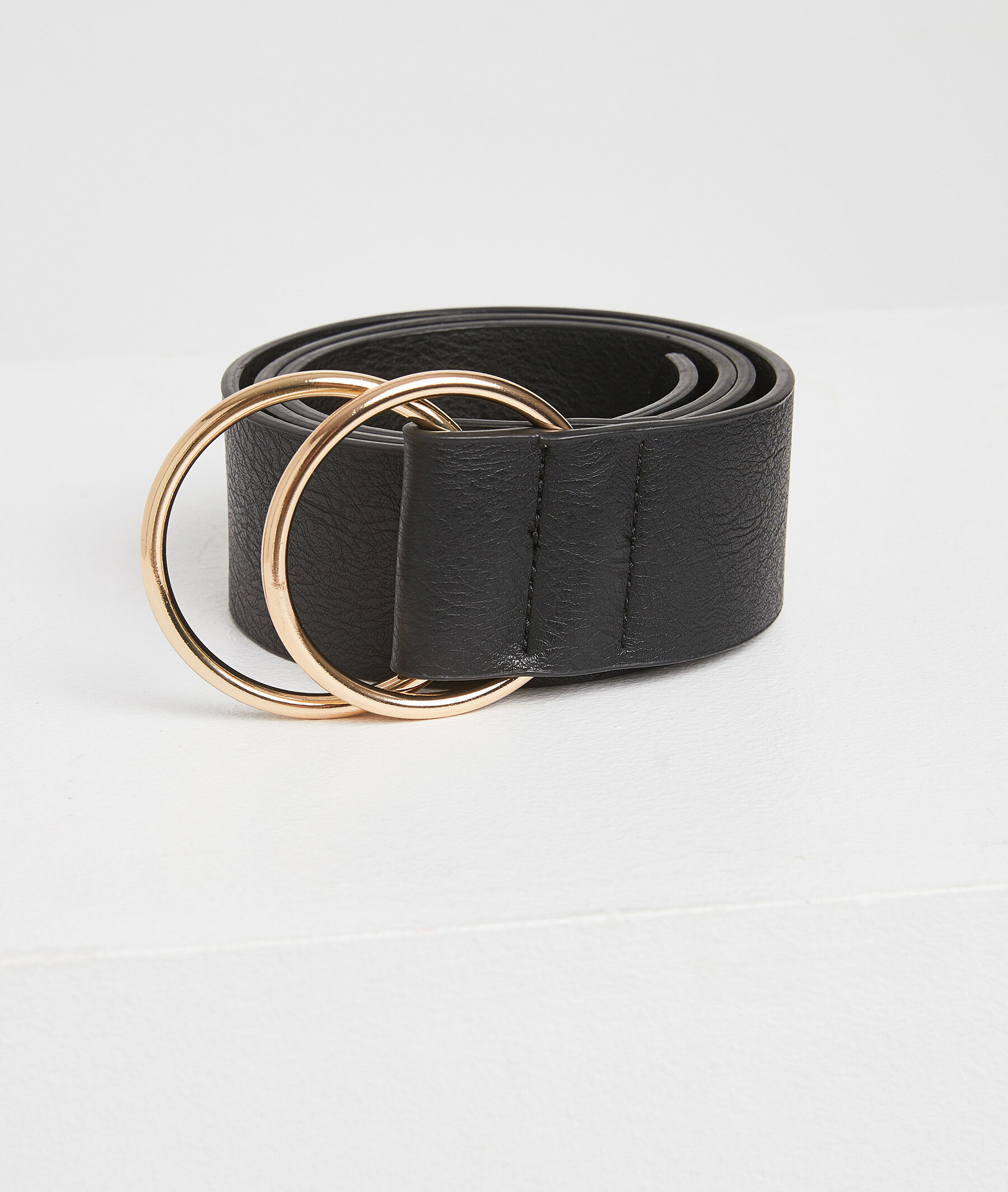 Ceinture à double boucle femme - NOIR
