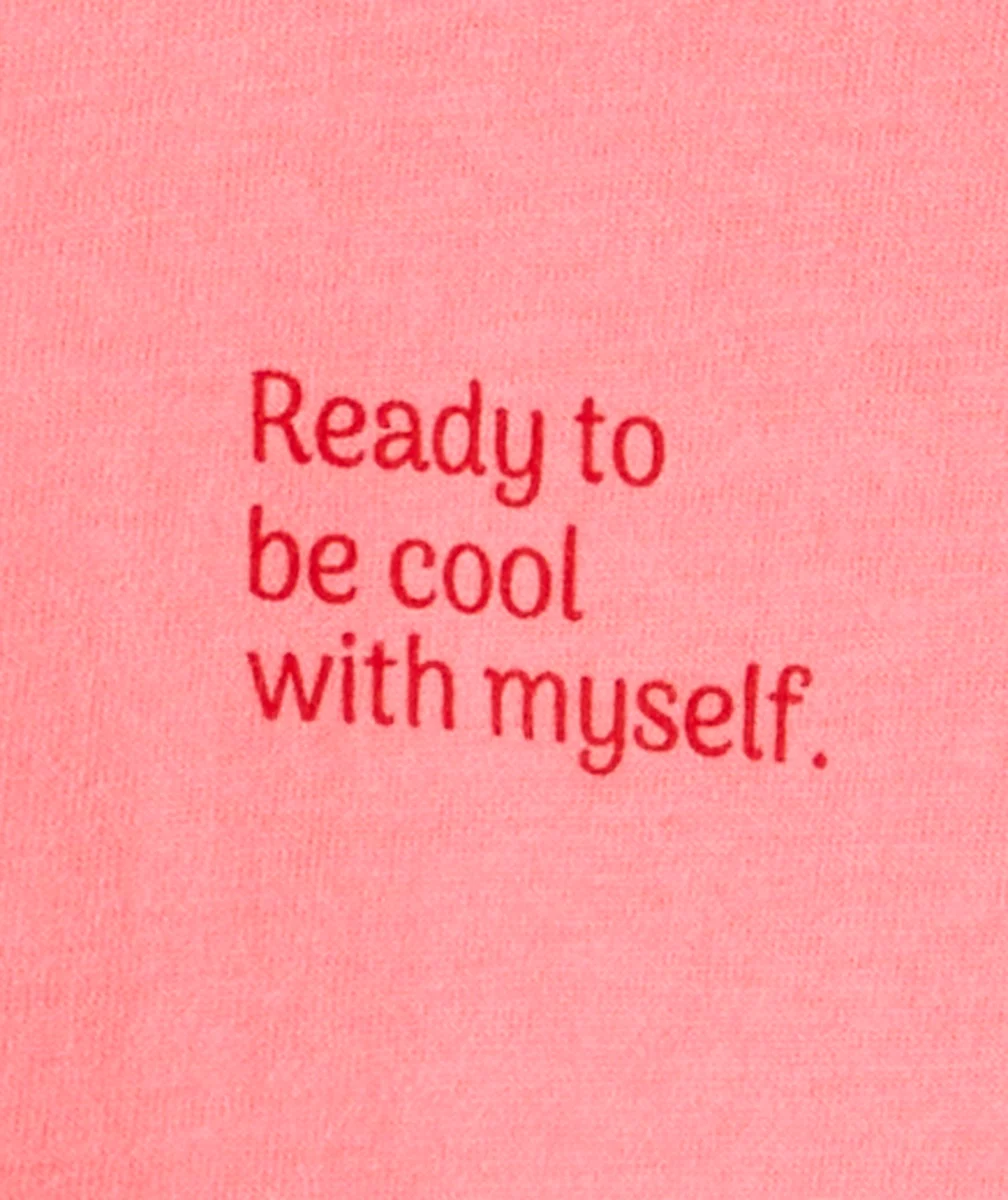 T-SHIRT MANCHES COURTES FILLE EN COTON BIO ROSE AVEC MESSAGE ROUGE