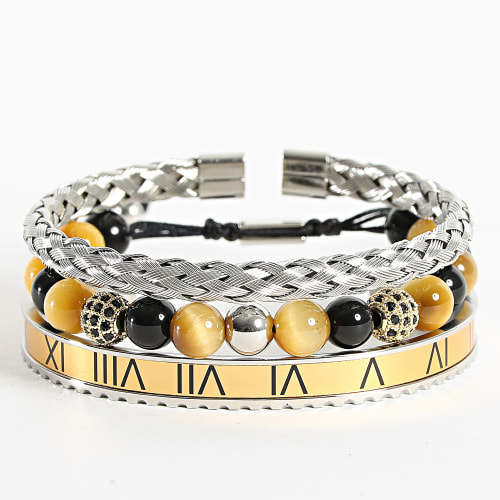 Lot De 3 Bracelets Argenté Beige