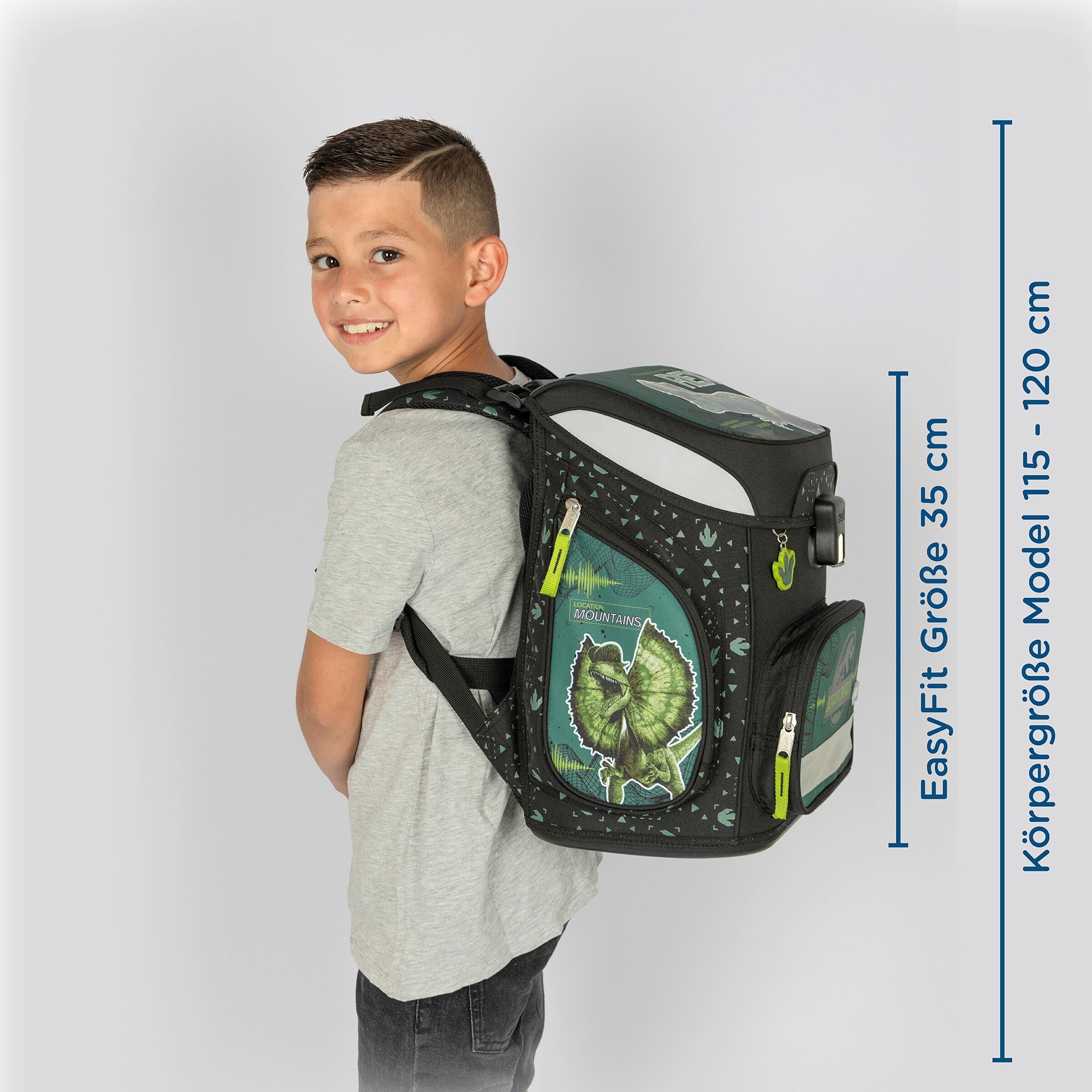 Scooli Schulranzen Set EasyFit, 5-teilig dunkelgrün - Jurassic World