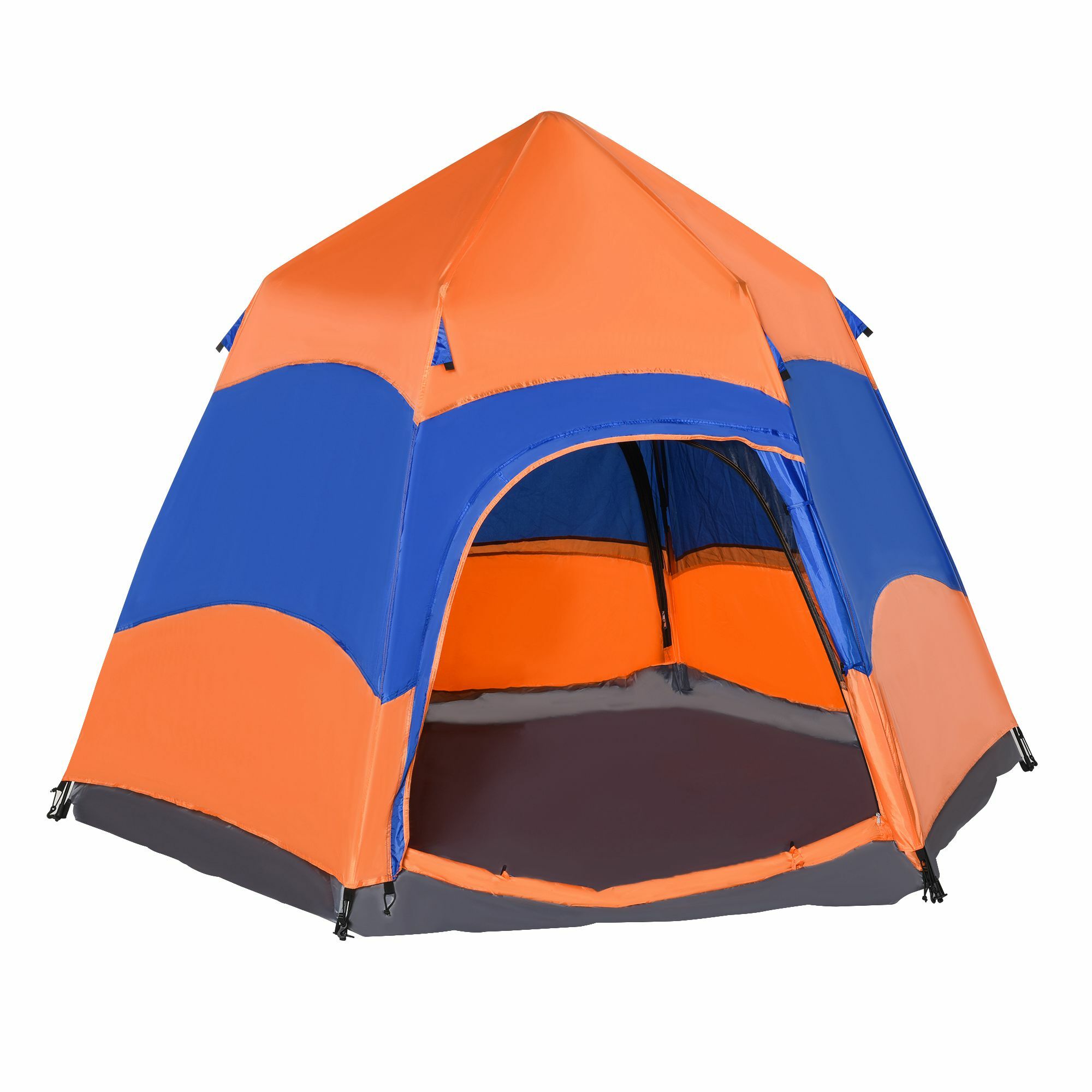 Outsunny Doppelwandzelt für 5–6 Personen orange, blau 280 x 280 x 170 cm (LxBxH)