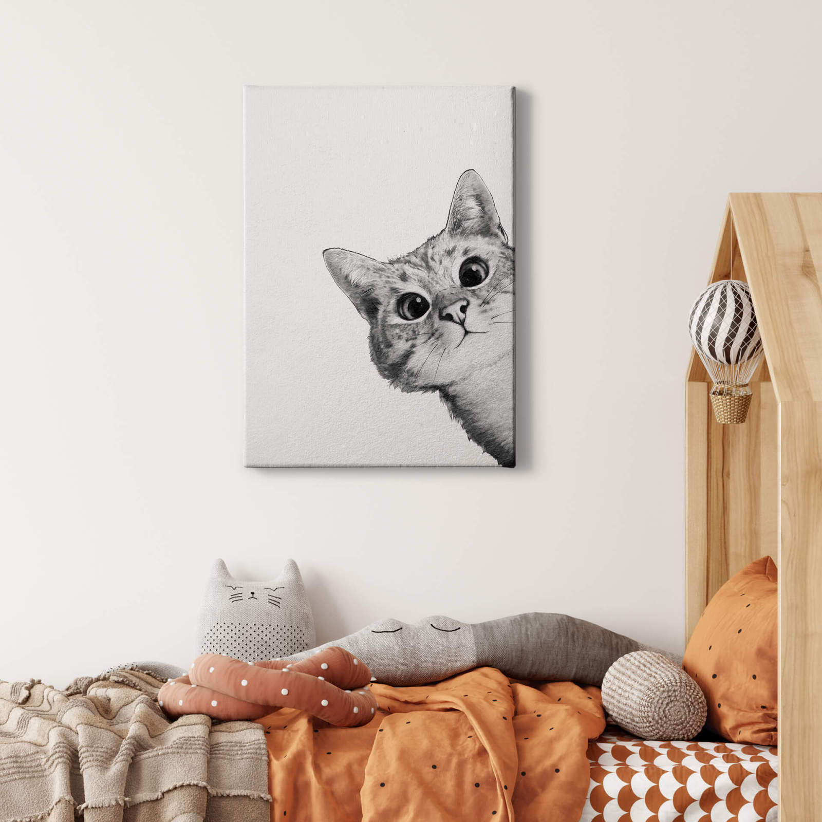 Leinwandbild KATZE - schwarz-weiß - 50x70 cm