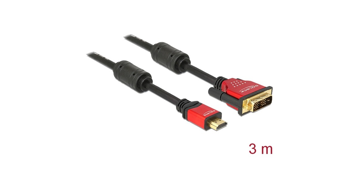 DeLOCKHigh Speed HDMI - HDMI A male > DVI male adapter  (Zwart, 3 meter)
