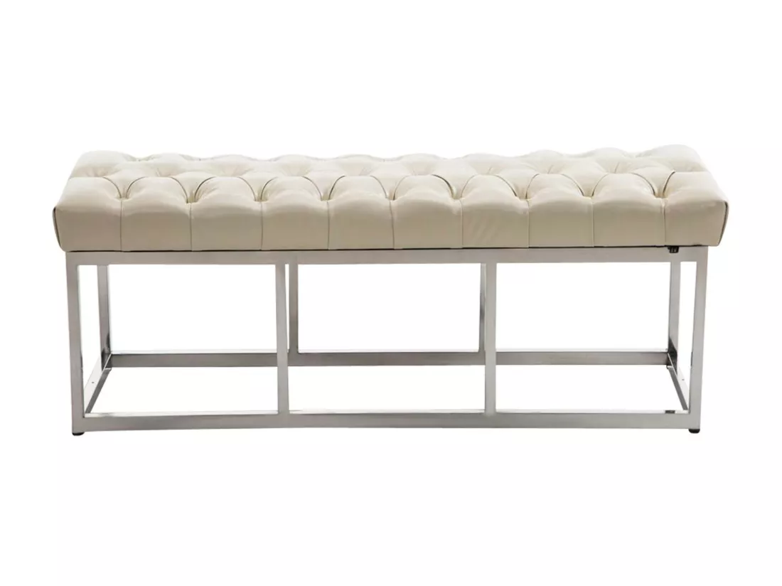 Banquette - Similicuir & Acier inoxydable - Crème - Amun