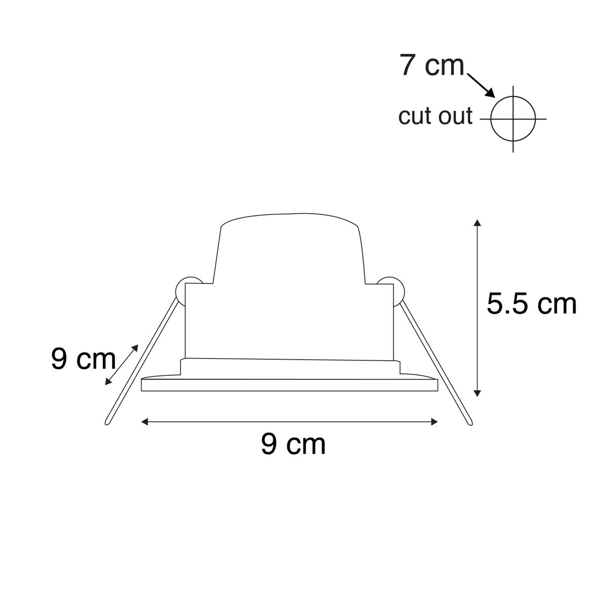 Moderne inbouwspot, zwart, inclusief 3-traps dimbare LED, IP65 - Simple