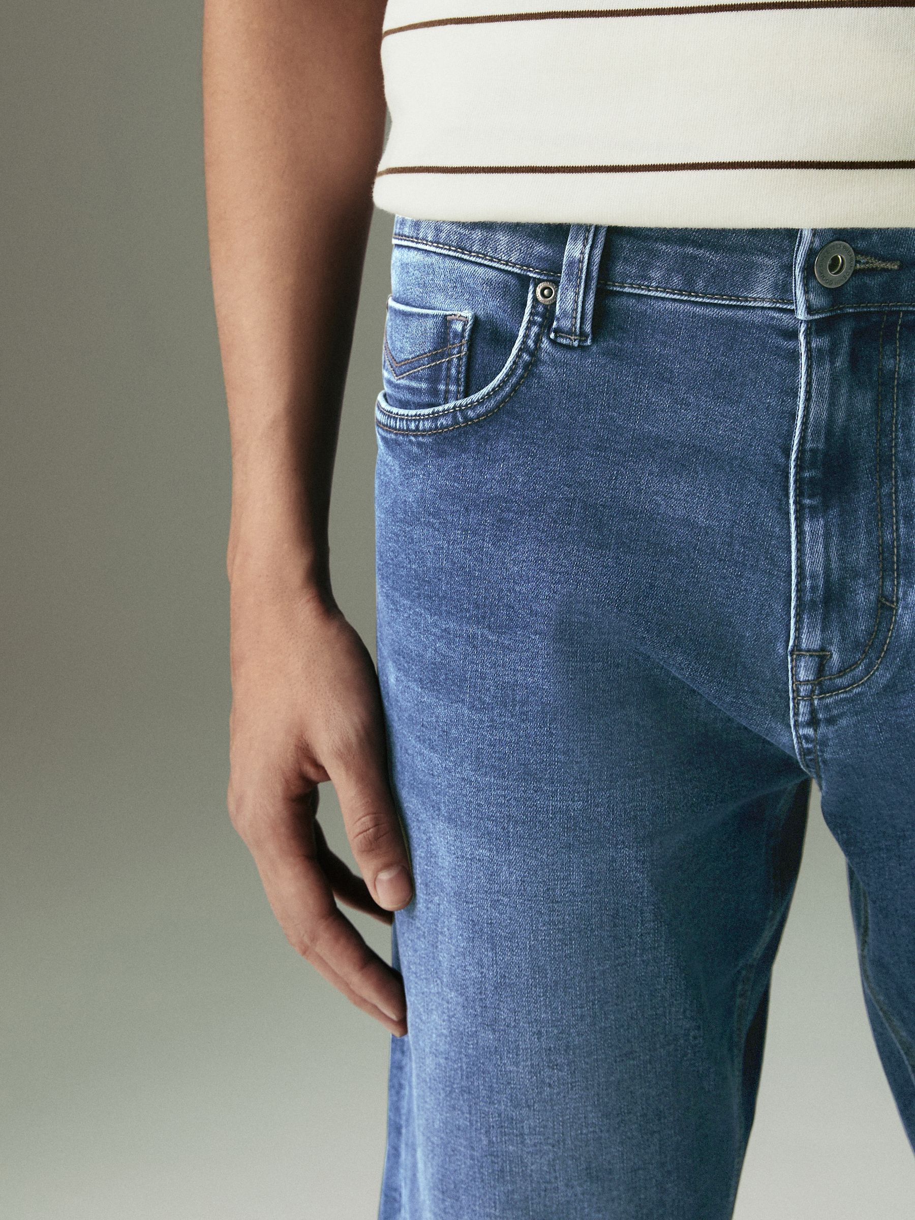 Mediumblauw - Slim Fit - Motionflex jeans