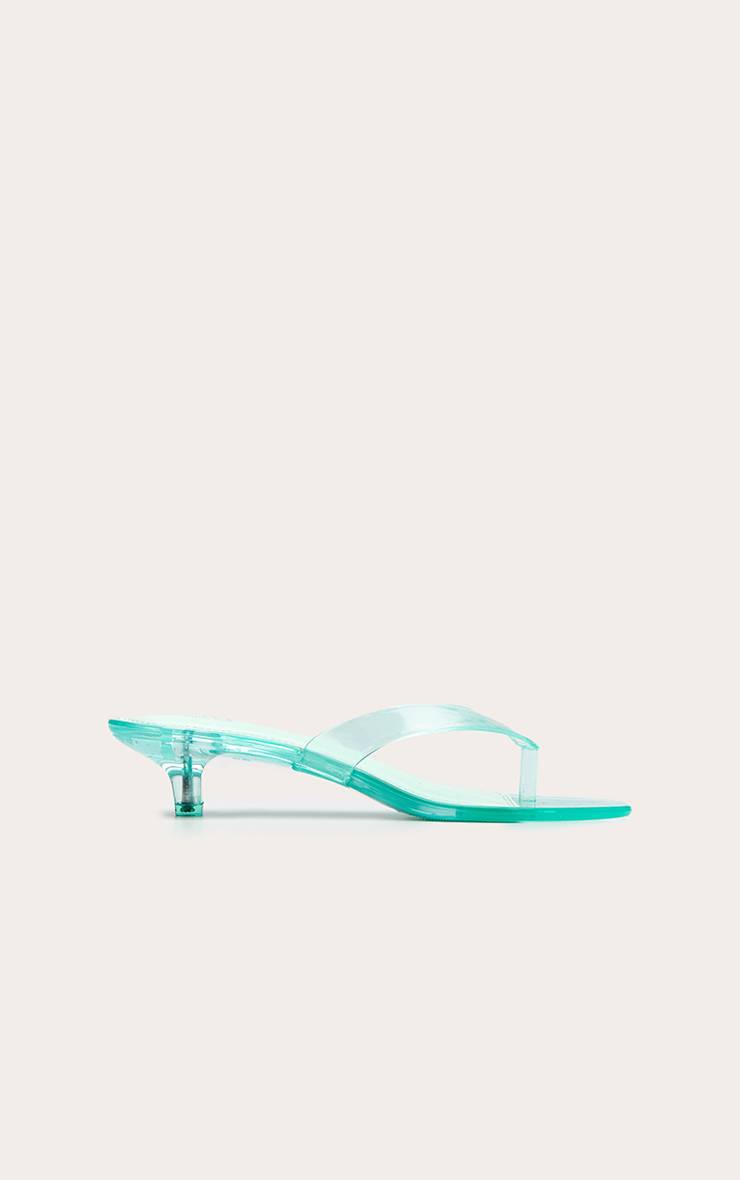 Vert Mules À Talon Chaton En Perspex Avec Bride Entre Les Orteils