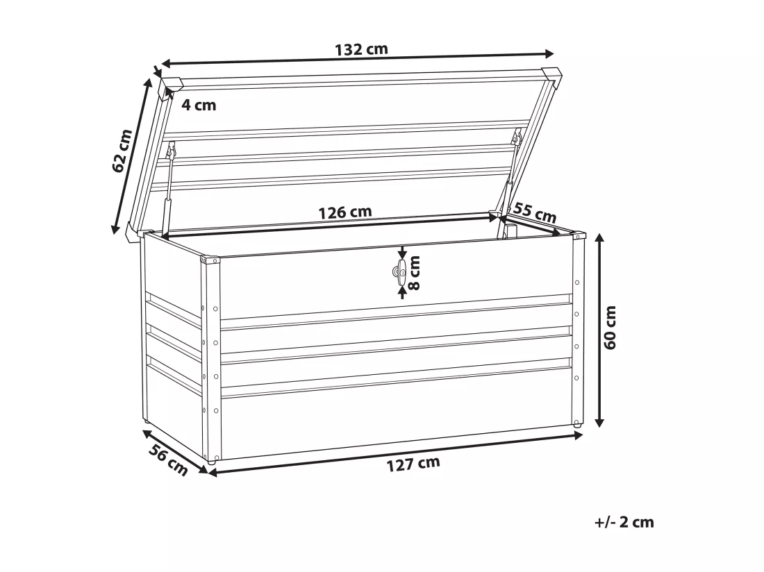 Coffre de rangement CEBROSA Métal 132 cm 62 cm Gris