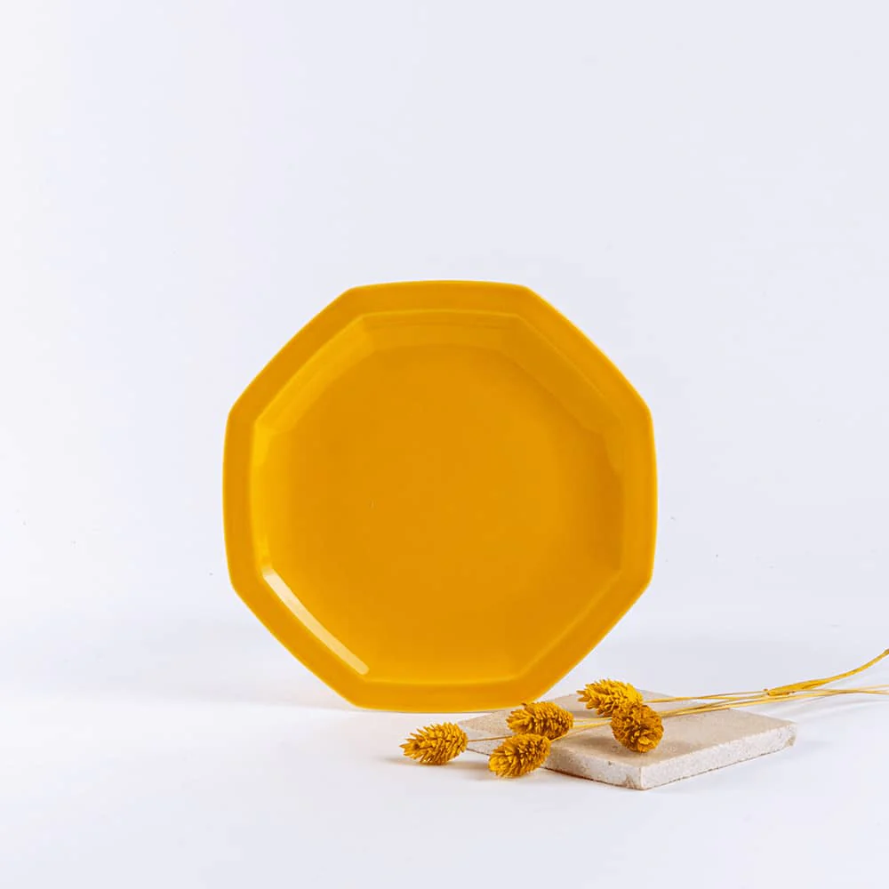 assiette à dessert octogonale jaune OGRE La Fabrique