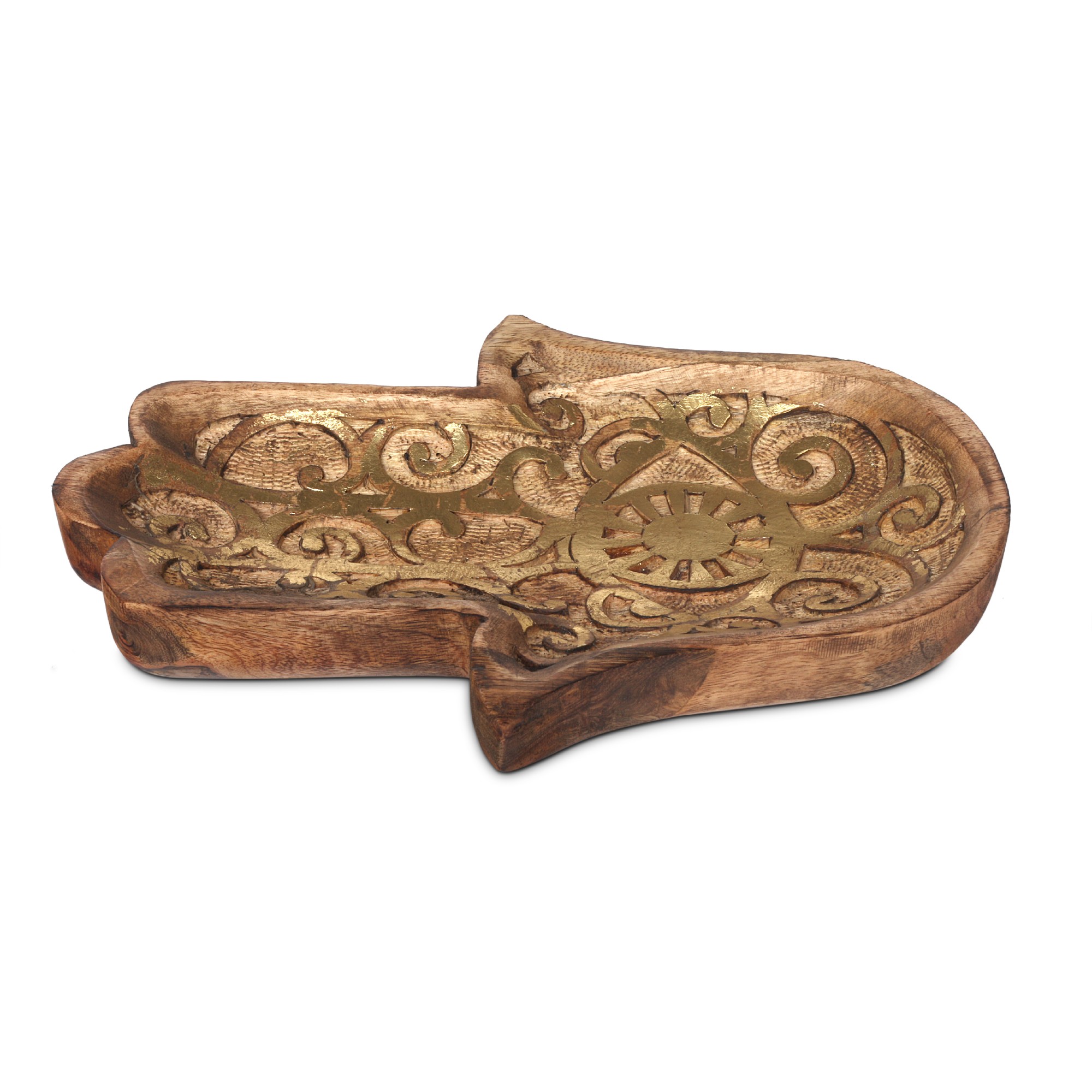 Teller Ablage 'Fatima', natur, gold, T 30,5 cm, B 21,5 cm, H 4 cm von fischer's lagerhaus