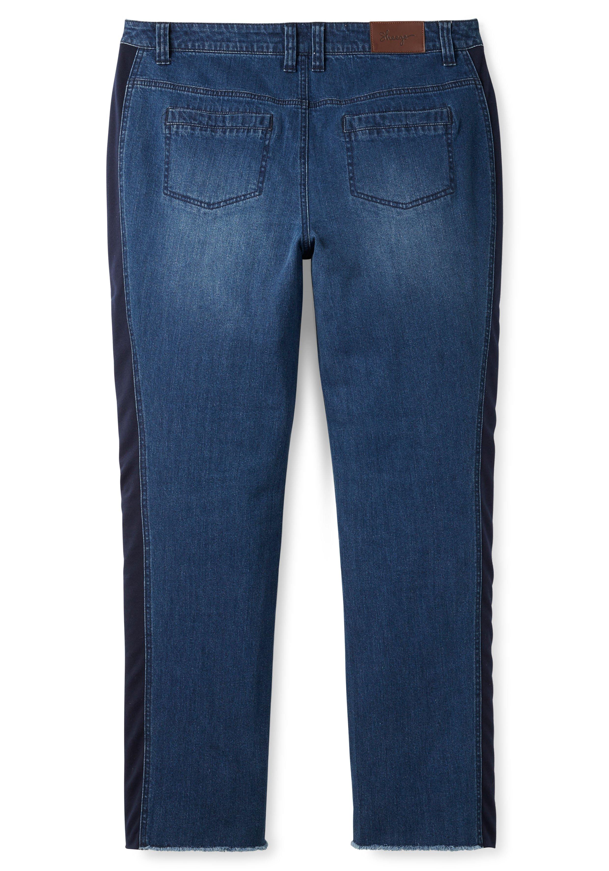 Gerade Jeans mit Jersey-Einsätzen seitlich am Bein