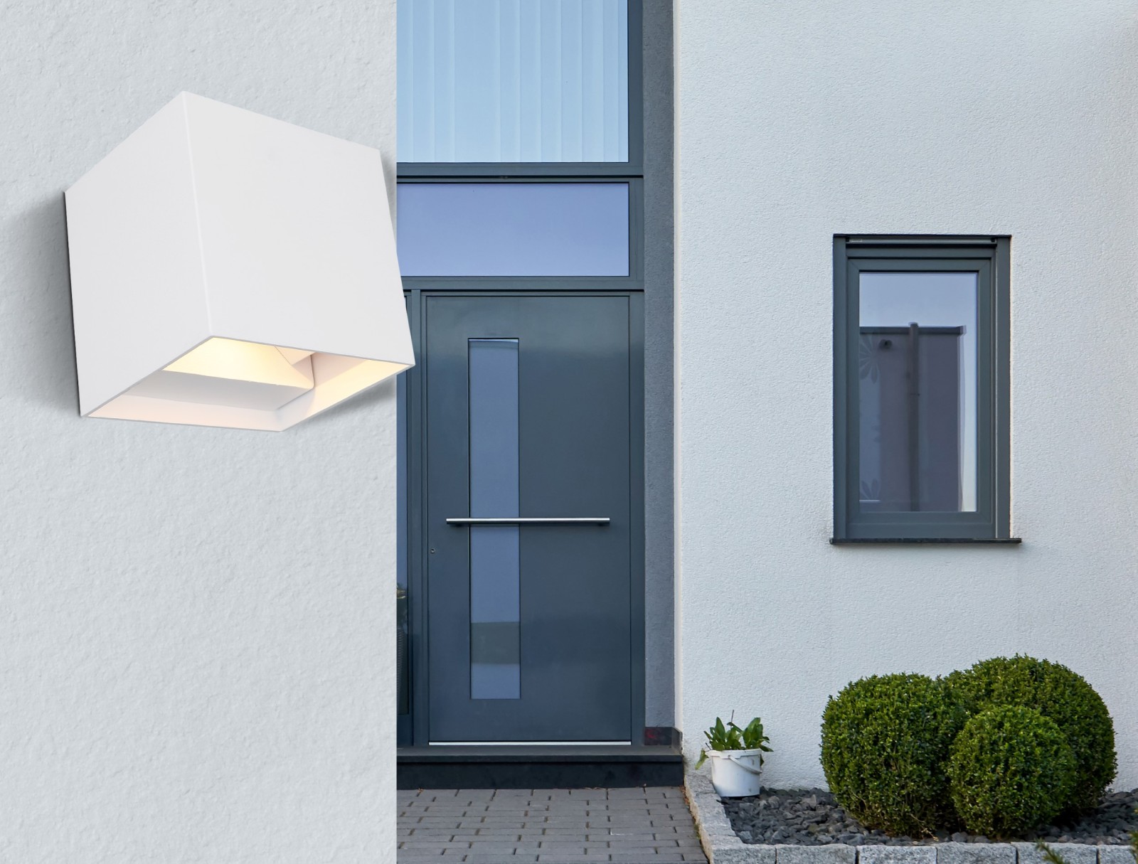 LED-Außenleuchte - weiß - Aluminium - 10 cm