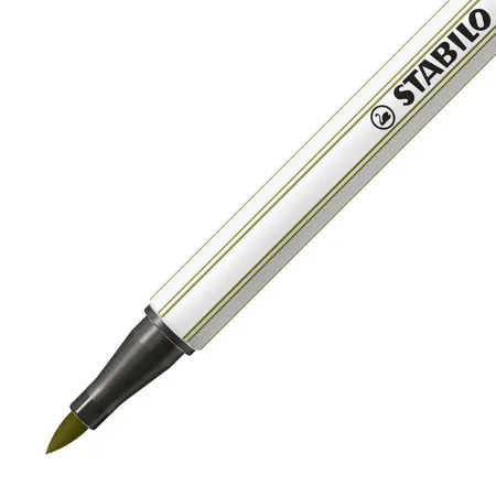 Premium-Filzstift mit Pinselspitze für variable Strichstärken - STABILO Pen 68 brush - Einzelstift - schlammgrün
