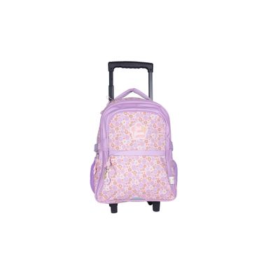 Sac à dos à roulettes KIP Prairie Fleurs - 2 compartiments - rose parme - Kid'Abord