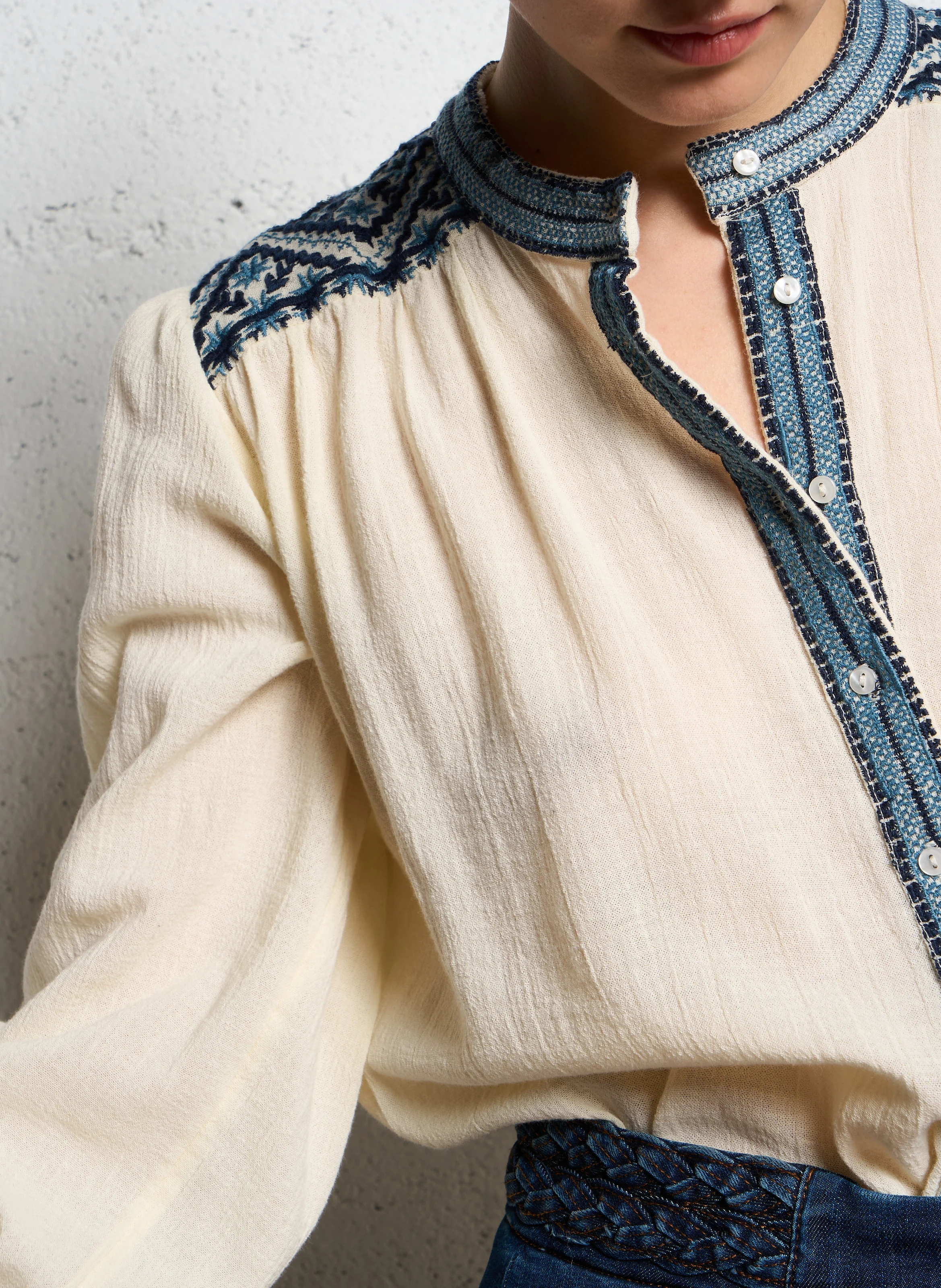 BETH - Chemise ample brodée en coton | Multicolore