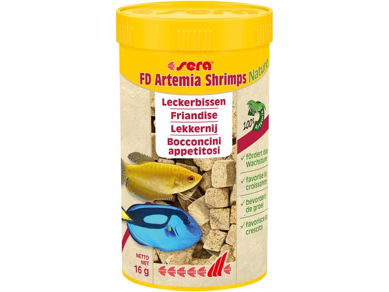 sera Leckerbissen FD Artemia Shrimps Nature, 250 ml, 16g Einzelfuttermittel für alle Zierfische, alle Süsswasserfische und alle Meerwasserfische