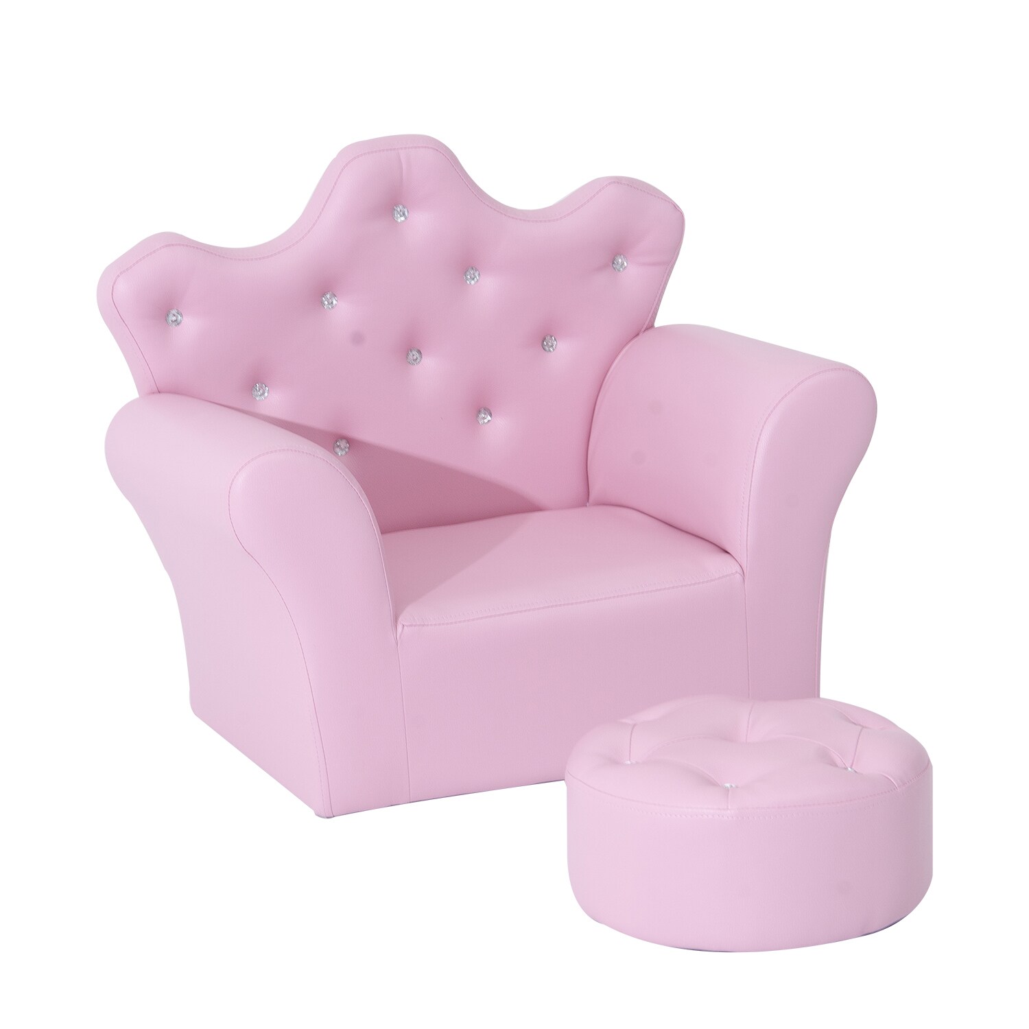 HOMCOM Kindersessel mit Kristallknöpfen rosa 58 x 40,5 x 49 cm (LxBxH)