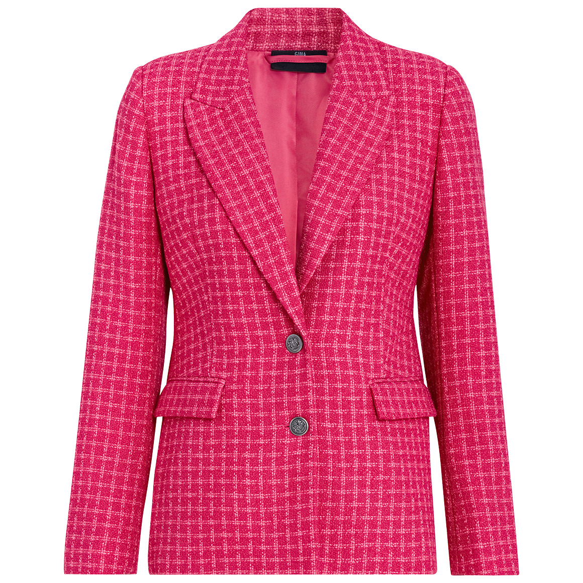 Gina Benotti Damen Blazer in Bouclé-Optik pink