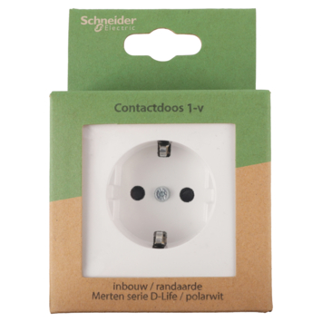 Schneider Merten D-Life Inbouw Stopcontact Enkel Geaard Wit