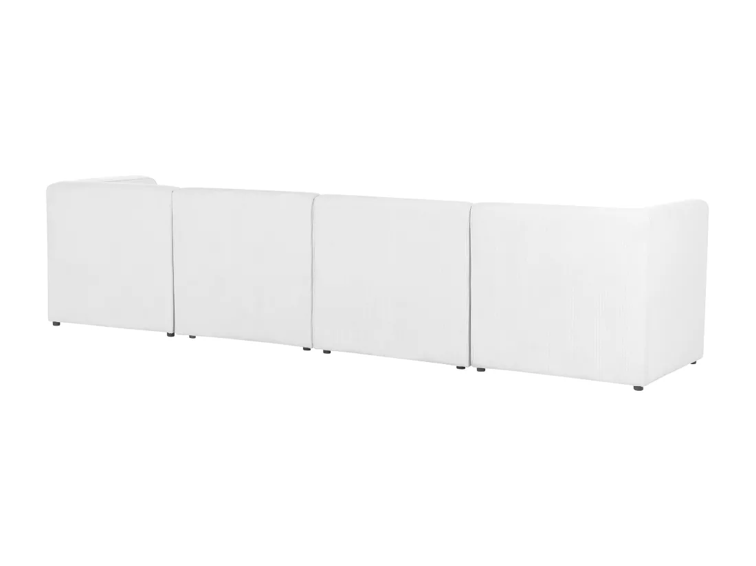 Canapé 4 places modulable en velours côtelé grosses côtes blanc cassé LEMVIG