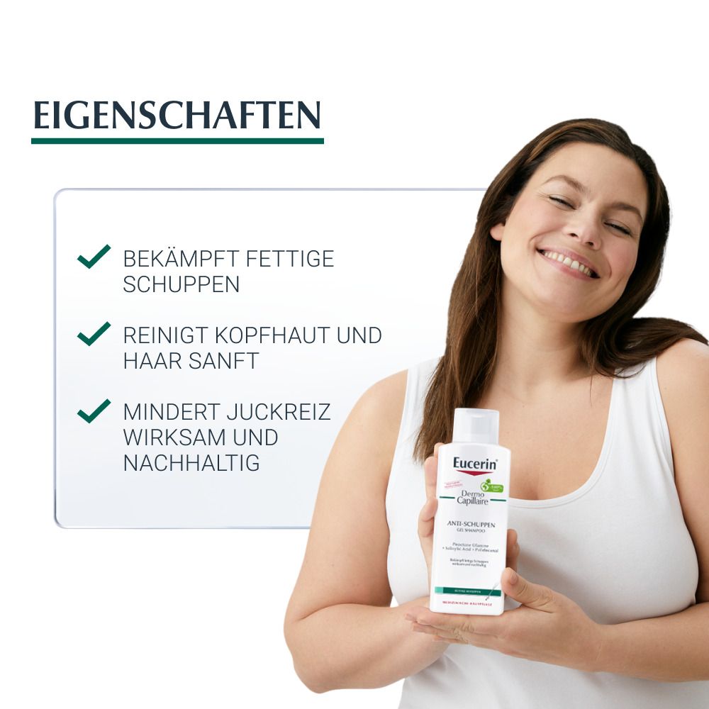 Eucerin DermoCapillaire Anti-Schuppen Gel Shampoo – Haarpflege bei fettigen Schuppen & juckender Kopfhaut - Jetzt 3€ sparen mit Code 