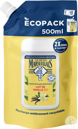 Le Petit Marseillais Recharge Crème Douche Extra Douce Lait de Vanille Bio Écopack 500ml