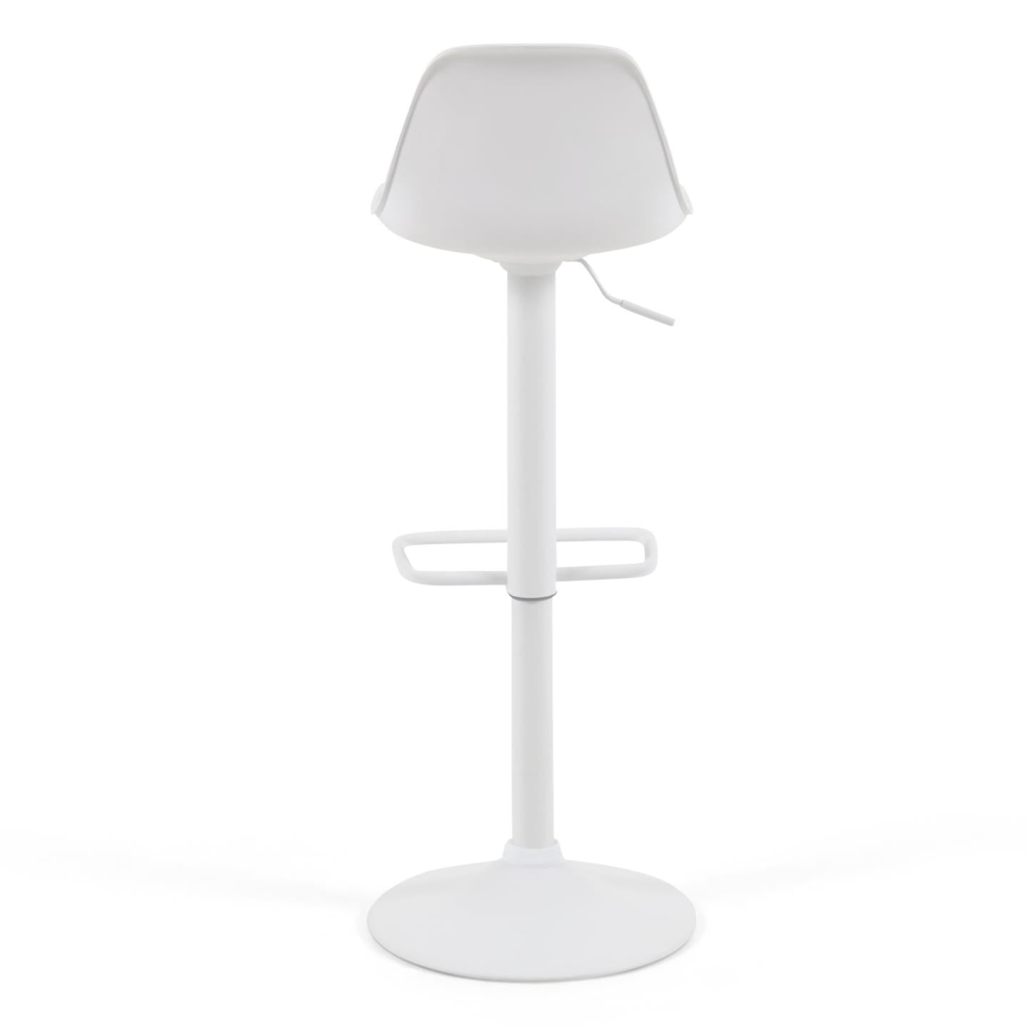 Kave Home - Orlando-T barkruk wit kunstleer en mat wit staal 60-82 cm