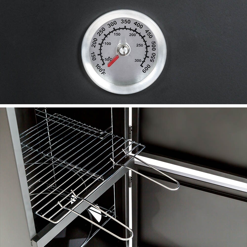 tectake® Räucherofen, mit Temperaturanzeige, seitliche Tragegriffe, 54 x 50,5 x 100 cm