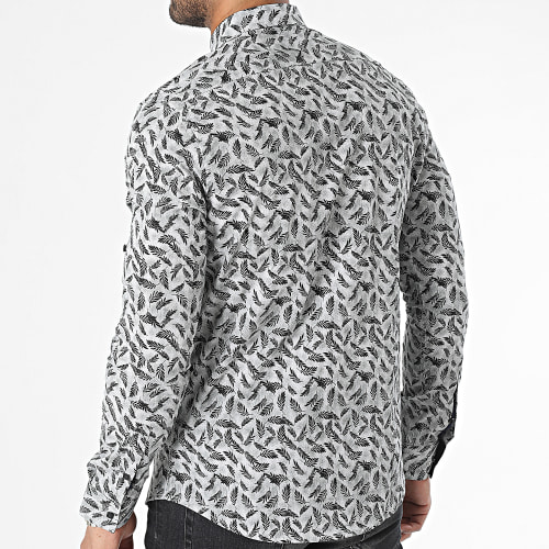 Chemise Manches Longues Gris Floral