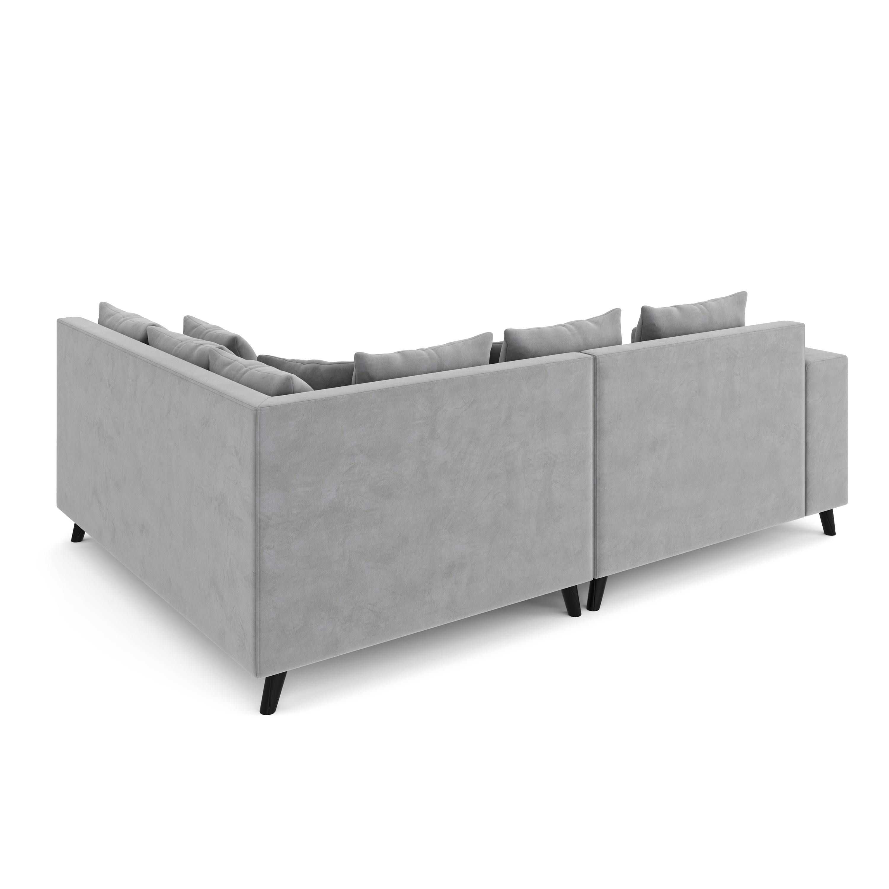 Ecksofa Samt mit Ottomane ELINA rechts grau