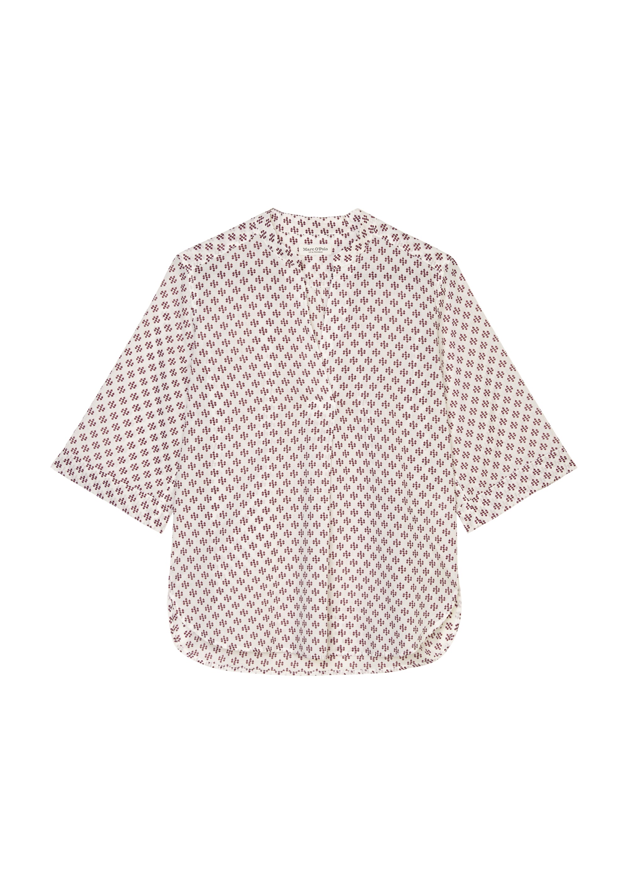 Gemusterte Tunika-Bluse regular aus leichtem Baumwolle-Voile