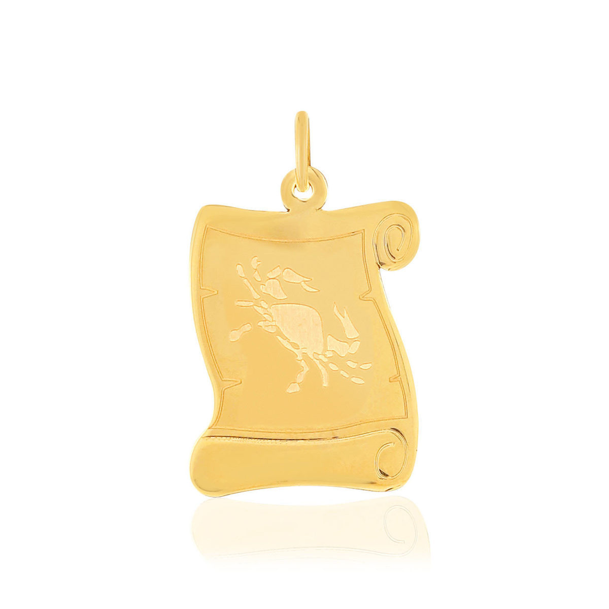 Pendentif or jaune 375 parchemin zodiaque cancer