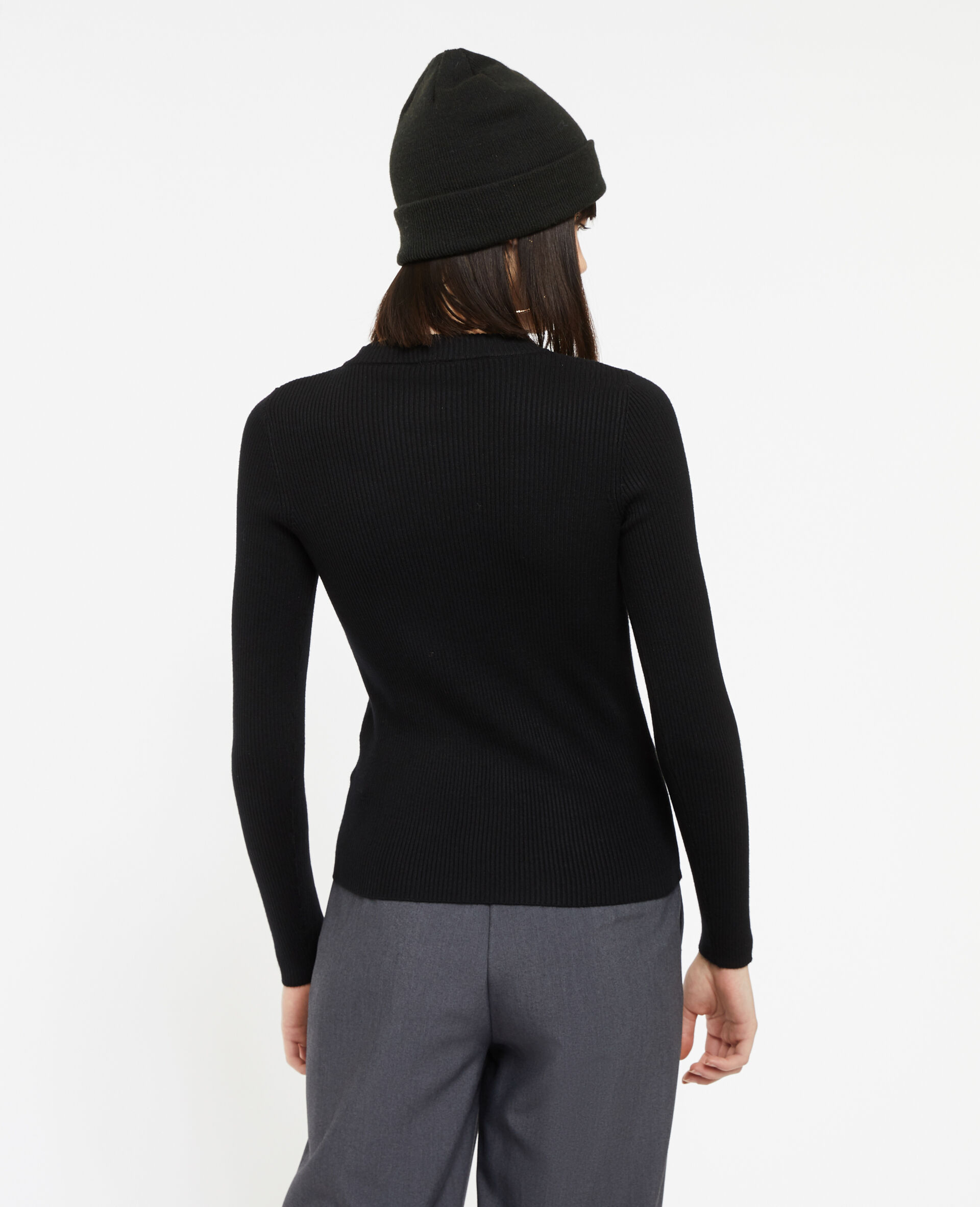 Pull en maille col rond - Noir