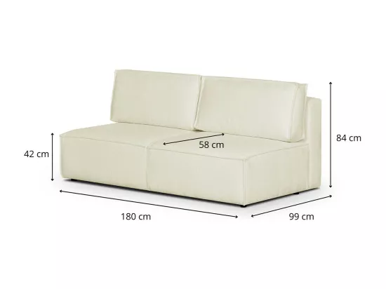 Module canapé 2 places en tissu bouclé écru - Harper Mod