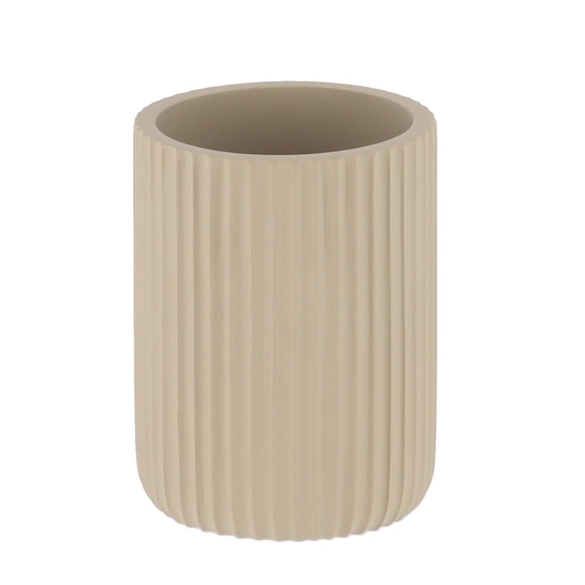 GOBELET STRIE ARRONDI POLYRESINE TAUPE