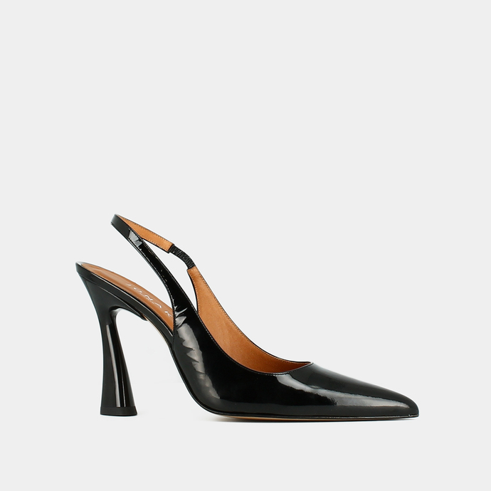 Escarpins slingback à bouts pointus  en vernis noir