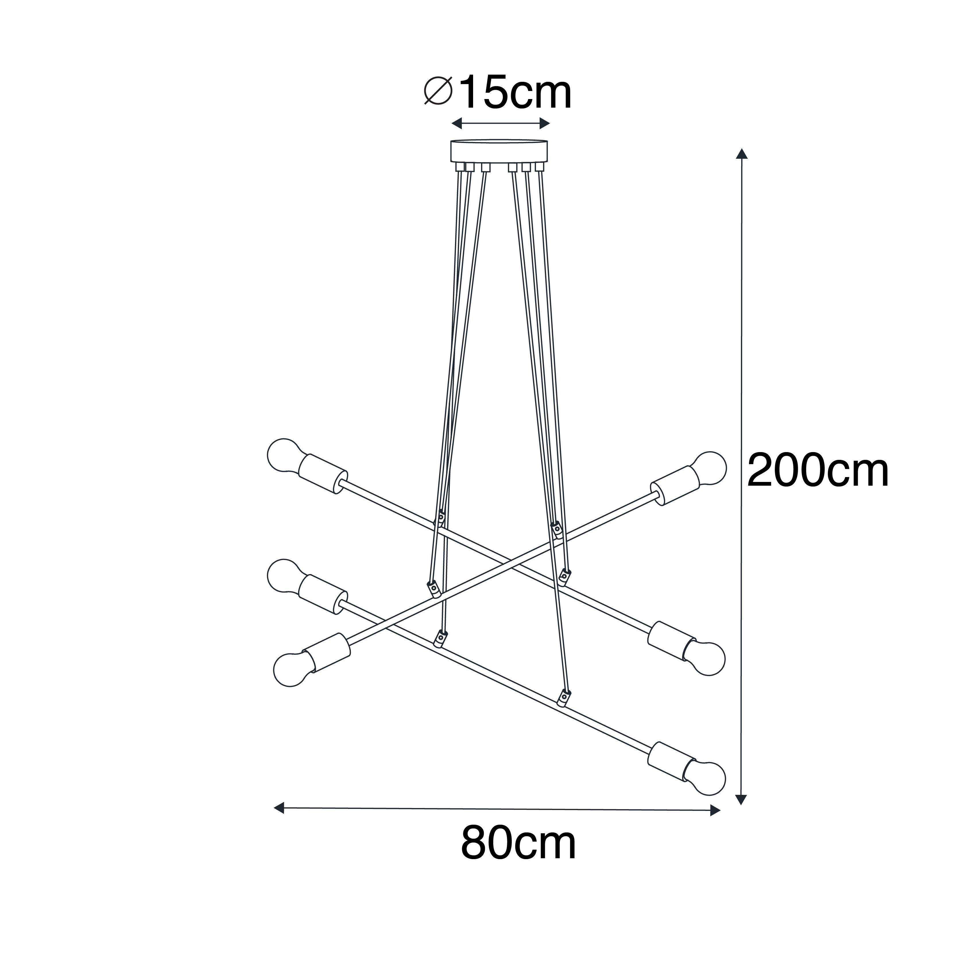 Moderne hanglamp zwart 80 cm 6-lichts - Sydney