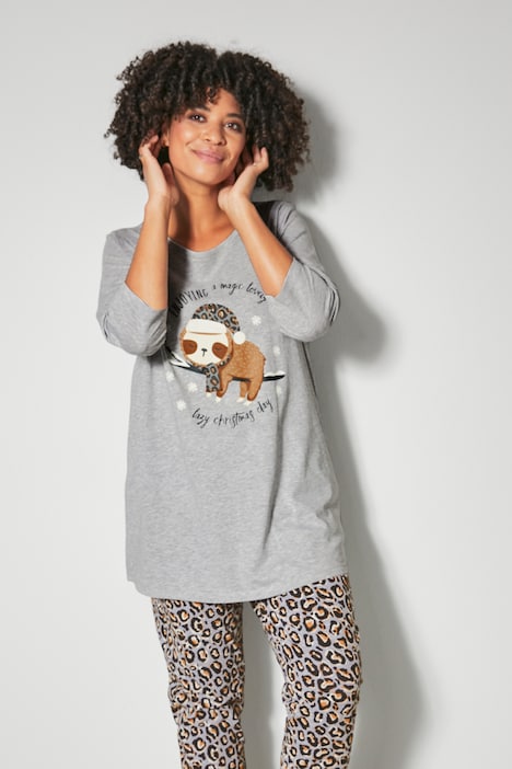 T-Shirt, oversized, Xmas-Bär, Rundhals, 3/4-Ärmel