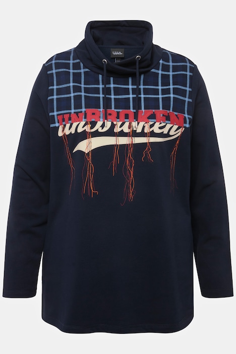 Sweatshirt, Karo, Frottee, Stehkragen, Langarm