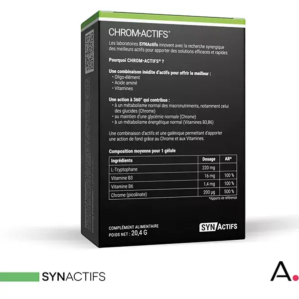 Aragan - Synactifs - Chromactifs® - Metabolismo - Vitaminas B3 e B6 - 60 cápsulas
