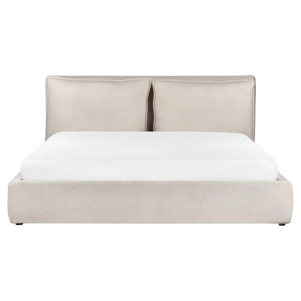 BAJONNA - Bed met opbergruimte - Lichtbeige - 180 x 200 cm - Polyester