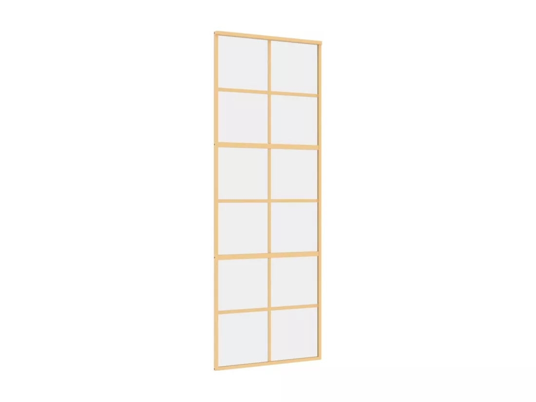Porte coulissante doré 76x205 cm verre ESG clair et aluminium