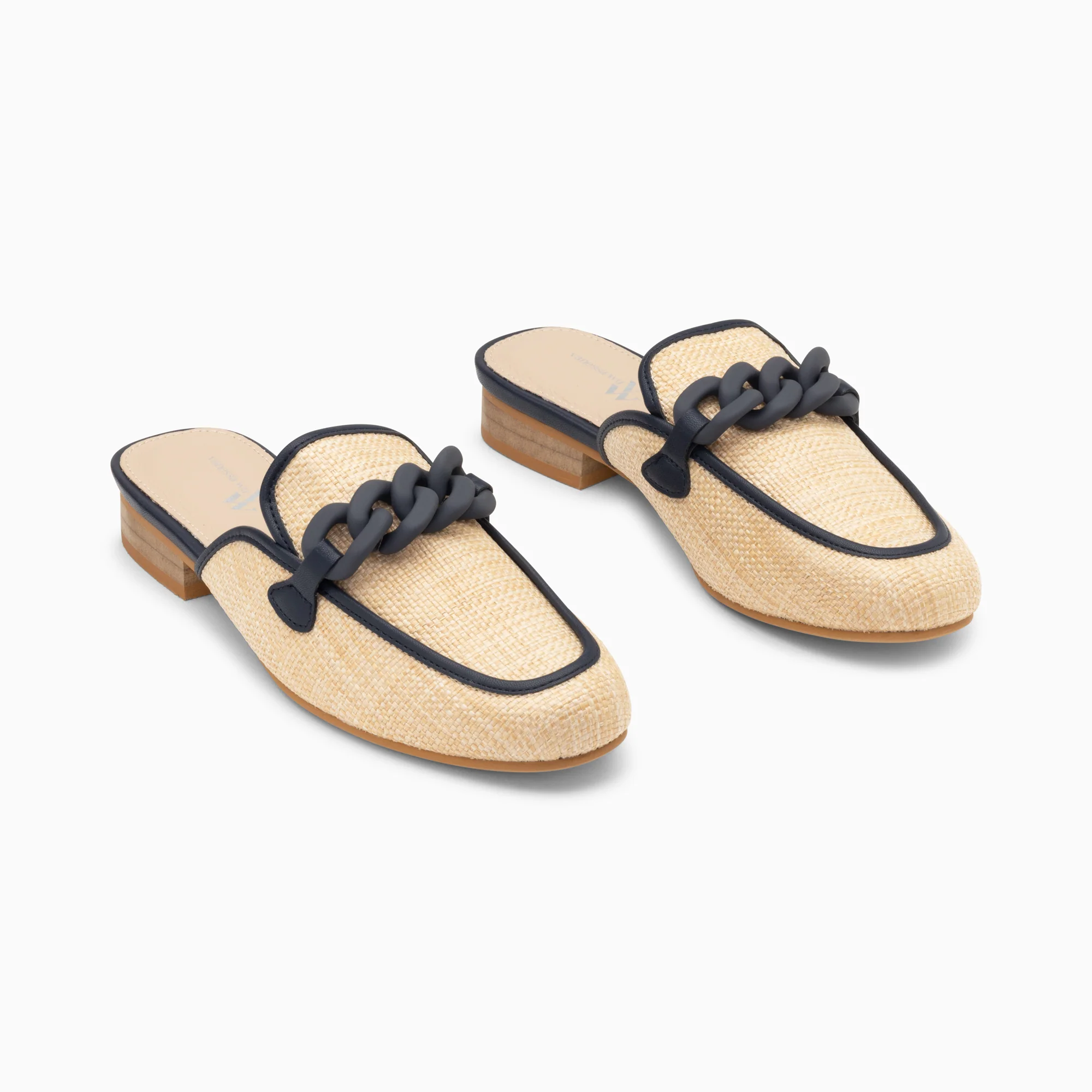 Mocassins, Derbies, Ballerines-Mules Emna beige et bleu marine à chaîne mate